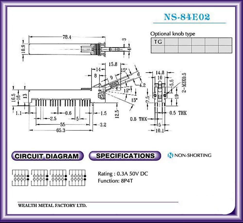 NS-84E02-TGA TOGGLE SWITCH 8P4T DIAGRAM