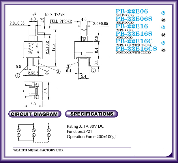 PB-22E16 DATASHEET